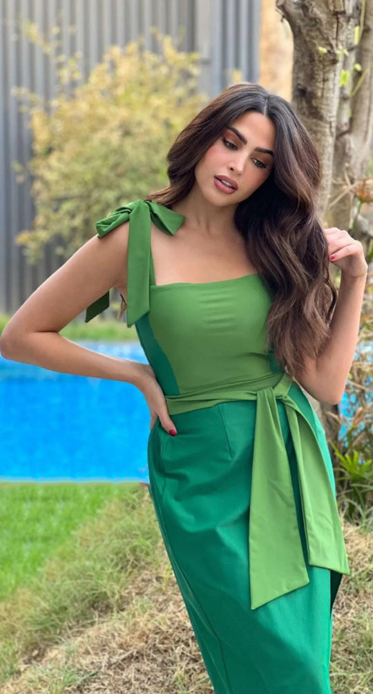 Fouz Alfahad Green Swimsuit With Midi Skirt
